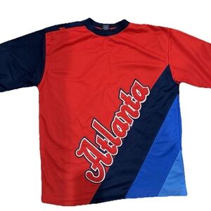 Vintage Atalanta Braves 90s MLB Old school Colorblock Delf Tee Shirt Mens L